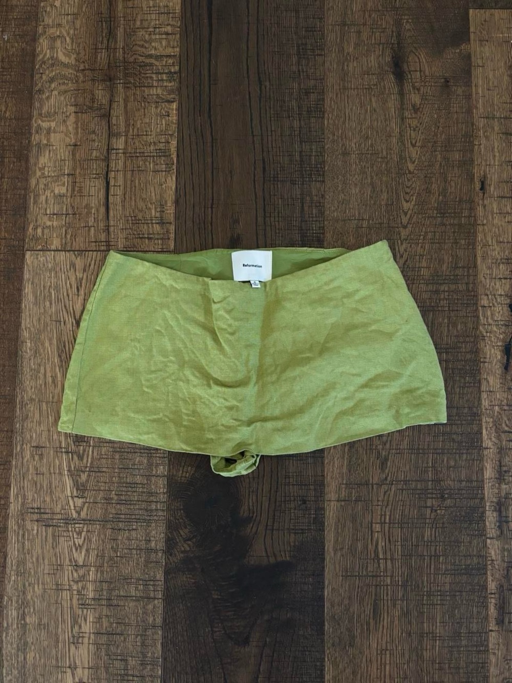 Reformation Mia Low Rise Linen Skort in Avocado Green Size 0